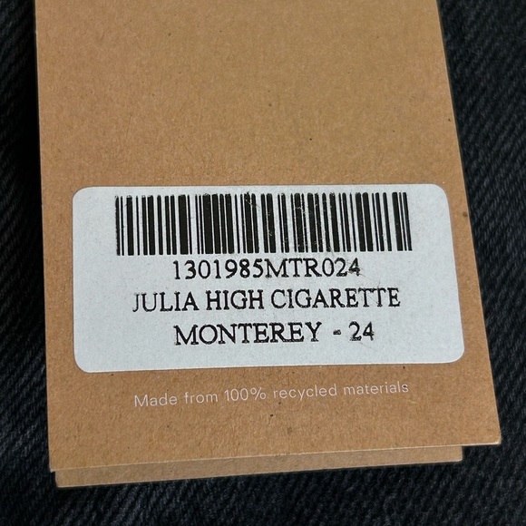 Reformation Julia High Cigarette Black Denim Jean Monterey Wash Women Sz 24 NWT - Picture 13 of 14